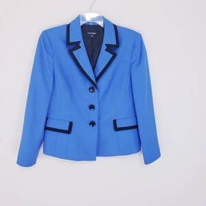Women’s Le Suit Separates Jacket Blue Black Trim 12P Buttons Lined Shoulder Pads
